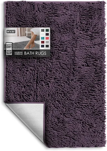 Miniatura 29 de Hearth & Harbor Alfombras de baño, tapete de baño de chenilla - Alfombras de baño lavables a máquina para baño con respaldo antideslizante de goma