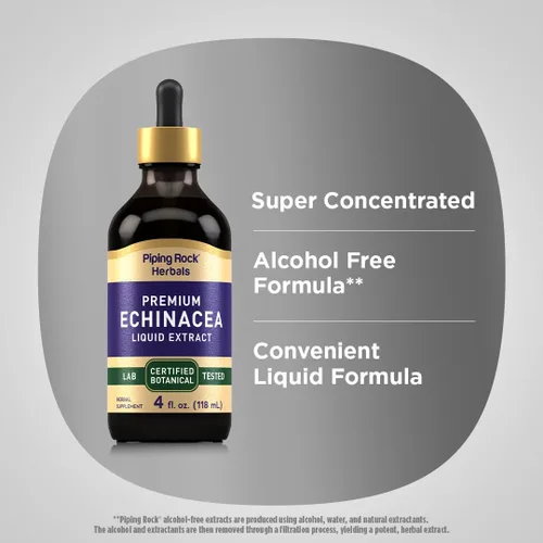 Miniatura 4 de Piping Rock Gotas de equinácea 4 onzas líquidas Tintura de extracto líquido Hierba botánica premium Suplemento vegetariano Sin alcohol