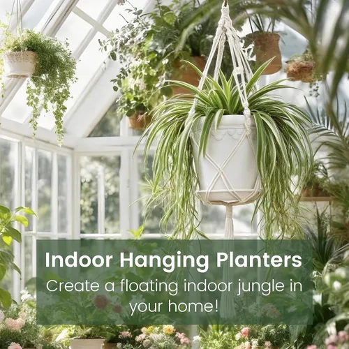 Miniatura 5 de Macetas colgantes con colgadores de macramé, juego de 3 macetas de riego automático, cestas de flores colgantes para plantas de interior y exterior