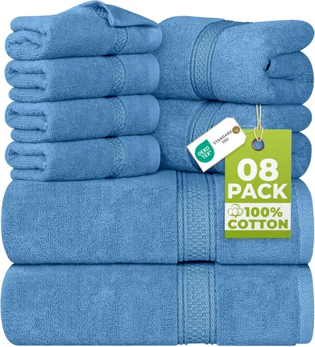 Miniatura 42 de Utopia Towels - Juego de toallas de 8 piezas, 2 toallas de baño, 2 toallas de mano y 4 para la cara, 100% algodón hilado en anillo, 600 GSM, Beige