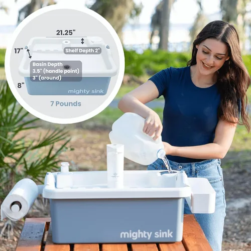 Miniatura 2 de Fregadero portátil Mighty Sink: Estación de lavado patentada con grifo electrónico 2 galones Fácil instalación