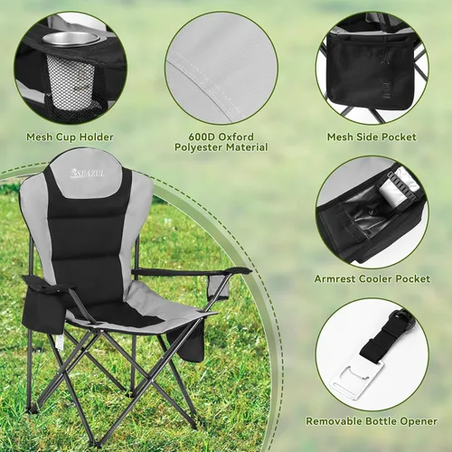 Miniatura 4 de Seazul Sillas de camping para adultos, silla de campamento, sillas plegables para exteriores, soporta 380 libras, sillas portátiles de viaje