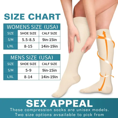 Miniatura 6 de BLUEENJOY Calcetines de compresión para mujeres y hombres (3 pares) El mejor apoyo para enfermeras, correr, senderismo, recuperación y calcetines