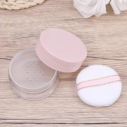 Miniatura 4 de SOLUSTRE Estuche de polvo con espejo con soplo, contenedor de polvo suelto vacío portátil, caja de maquillaje compacta, diseño resistente a