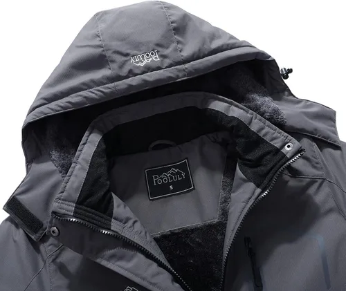 Miniatura 5 de Pooluly - Chaqueta de invierno para esquísnowboard para mujer, con capucha, impermeable, rompeviento