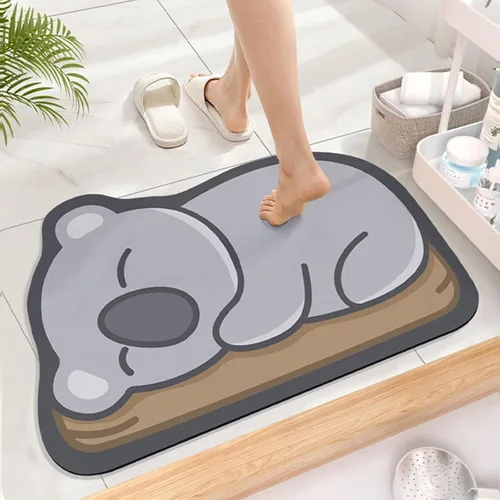 Miniatura 9 de Tapete de baño súper absorbente, tapete de entrada antideslizante con dibujos animados, cojín de secado rápido para suelo de baño y ducha