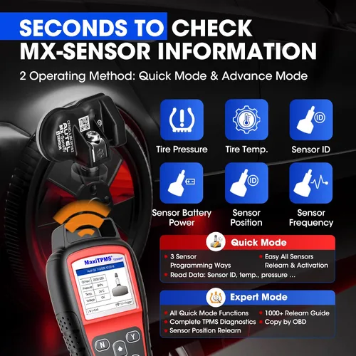 Miniatura 6 de Autel Kit de herramienta de programación TPMS TS508WF, herramienta de reinicio TPMS con 8 sensores universales MX, versión WiFi de TS408 TS508 TS501