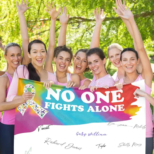 Miniatura 4 de Outus Cartel de autógrafo de cinta multicolor para concientización sobre el cáncer, 6 x 6 pies, póster consciente del cáncer, salud mental