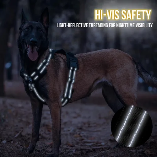 Miniatura 6 de OneTigris - Arnés para perro, chaleco para perro con acolchado suave sin tirones, nylon ajustable táctico de alta resistencia para perros medianos