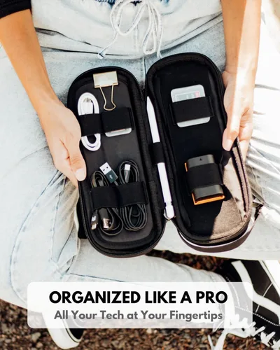 Miniatura 6 de SIDE BY SIDE Electronics Organizer Travel Case for Cables, Charger, Power Bank – Tech Bag for MacBook Accessories, Adapter – Slim Cord Organizer Bag