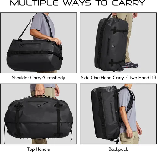 Miniatura 6 de Haimont Mochila Duffel Grande Impermeable con Parte Superior Enrollable, Bolsa Duffel Seca de Servicio Pesado para Navegación, Viajes, Camping, Negro
