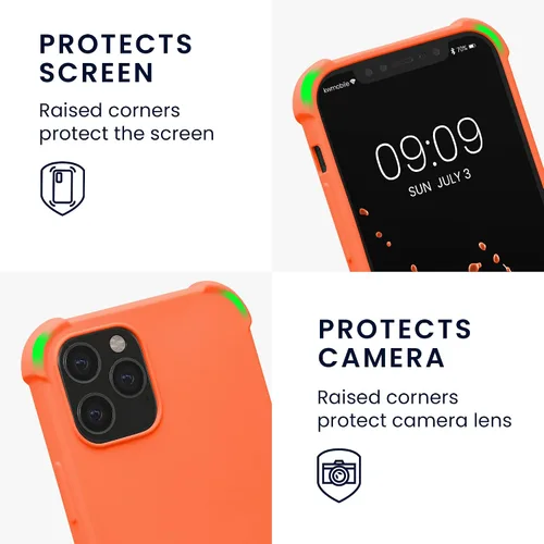 Miniatura 3 de kwmobile Funda cruzada compatible con Apple iPhone 12/iPhone 12 Pro, funda de silicona TPU con correa, color naranja frutal