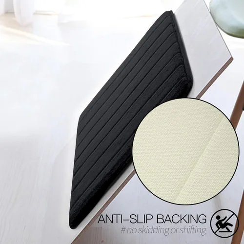 Miniatura 4 de Betus Tapete de baño de espuma viscoelástica de lujo, absorbente de agua, súper acogedor y antideslizante, lujoso tapete de baño de terciopelo Negro