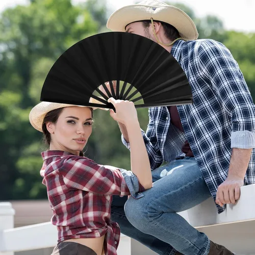 Miniatura 6 de Blulu 8 piezas de abanicos grandes plegables para baile en línea de 13 pulgadas, abanicos de botas en el suelo para baile en línea para mujeres