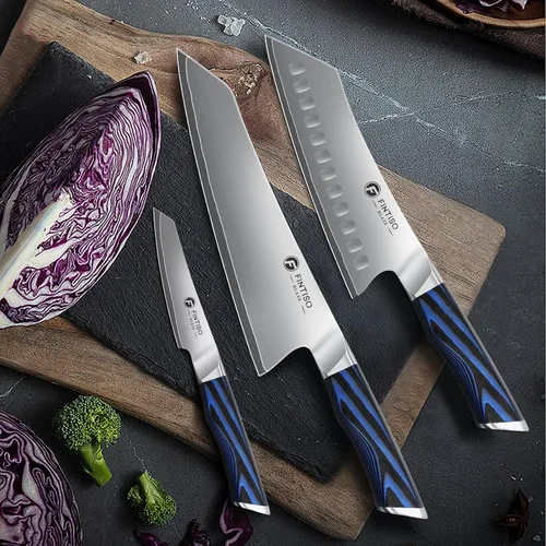 Miniatura 7 de FINTISO Juego de 3 piezas de cuchillos de cocina, juego de cuchillos de chef profesional con mango G10, juego de cuchillos japoneses de acero