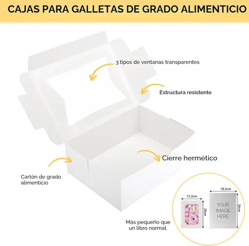 Miniatura 3 de Moretoes 48 cajas de galletas con ventana, 8 x 6 x 2.5 pulgadas, cajas de 3 estilos para pastelería, fresas cubiertas de chocolate, dulces