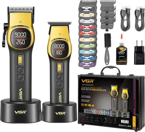VGR 885 S2 - Kit de cortapelos y recortadores de peluquería inalámbricos, profesional para hombres, kit de corte de pelo con cuchillas de cerámica