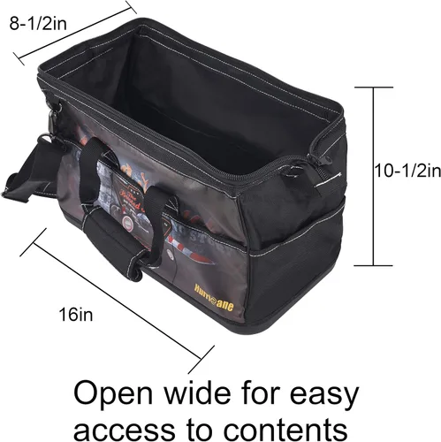 Miniatura 4 de Busted Knuckle Garage bolsa de herramientas portátil de 16 pulgadas con boca ancha, 21 bolsillos, gran espacio interior y base impermeable