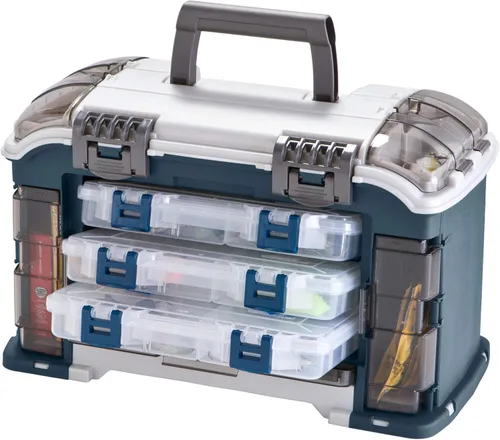 Plano Sistema de Aparejos Angulado con Tres Cajas Stowaway 3560, Almacenamiento de Aparejos de Pesca, Almacenamiento Premium de Aparejos