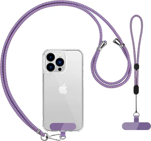 Miniatura 11 de CACOE Paquete de 2 cordones para teléfono, 1 correa ajustable para el cuello, 1 correa de muñeca, 2 almohadillas, cordones universales cruzados