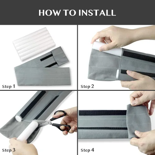 Miniatura 5 de Topes dobles para puertas impermeables, ajustables de 30" a 36", protectores de corrientes de aire, bloqueador de ruido, bloqueador de brisas