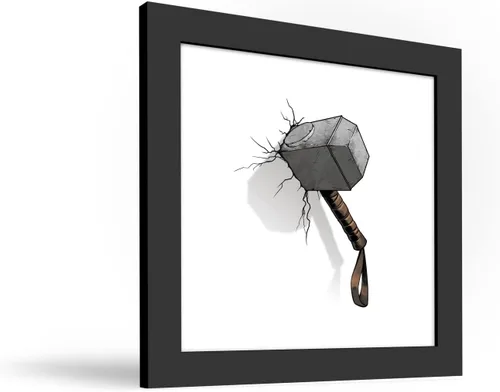 Miniatura 2 de Trends International Gallery Pops Marvel Comics Avengers - Póster de pared de martillo Mjolnir para pared, 12 x 12 pulgadas, versión enmarcada