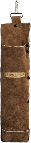 YESWELDER Soporte de varilla de soldadura de cuero de vaca ignífugo, bolsa de varilla de electrodos espesados, Puedo de almacenamiento de electrodos