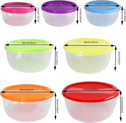 Miniatura 2 de Juego de ensaladeras de plástico multicolor, apto para microondas y lavavajillas, ideal para hornear, preparar, cocinar y servir alimentos