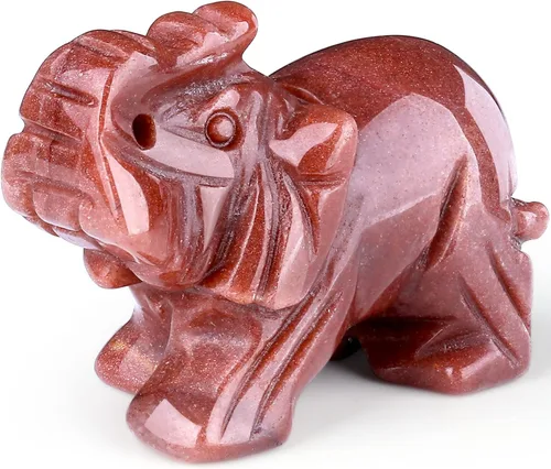 Miniatura 22 de QINJIEJIE Cristales de jade amarillo, decoración de elefante, bonitas piedras de escritorio, figurita, gemas naturales, decoración de la suerte