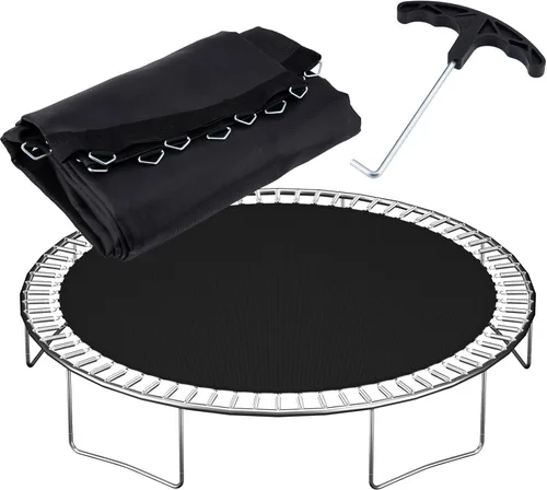 Miniatura 7 de NONMON Tapete de repuesto para cama elástica para trampolín redondo de 12, 14 y 15 pies, con ganchos en V, resistente a los rayos UV, con gancho