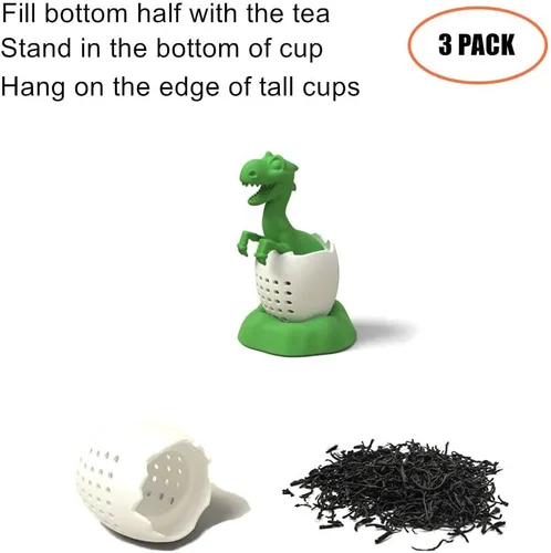 Miniatura 2 de Infusor de té, difusor de filtro de dinosaurio y cáscara de huevo, filtro suelto de silicona para diferentes tazas y hojas
