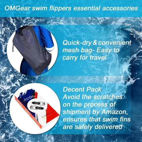 Miniatura 5 de OMGear Aletas de natación cortas para esnórquel, aletas de buceo para regazo, natación, esnórquel, buceo, actividades en la piscina