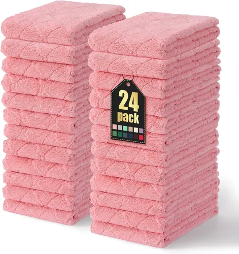 Miniatura 81 de Homaxy - Paquete de 12 trapos de cocina (10 x 10 pulgadas, morado), de terciopelo coral, supersuaves y absorbentes, de secado rápido, paño