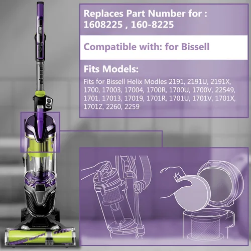 Miniatura 2 de Paquete de 4 filtros de repuesto 1608225 para motor de vacío para Bissell 1797 2190 2256 2256K 2258 2259 2260 2191 2253 22547 22549 2316 2692 2488