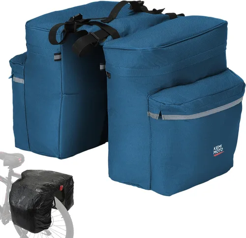 Miniatura 11 de KEMIMOTO - Bolsa para bicicleta alforja con cubierta anti-lluvia, bolsa de sillín de bicicleta impermeable de 34L para almacenamiento de bolsas