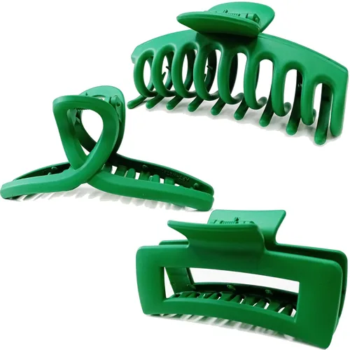 Miniatura 16 de Pinzas grandes para el cabello grueso, fino y fino, dientes de sujeción fuerte, pinzas de mandíbula granate entrelazadas para mujeres, juego de 3