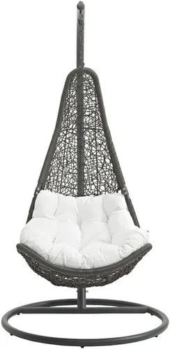 Miniatura 3 de Allora Silla de columpio al aire libre moderna de metal con soporte en gris/blanco