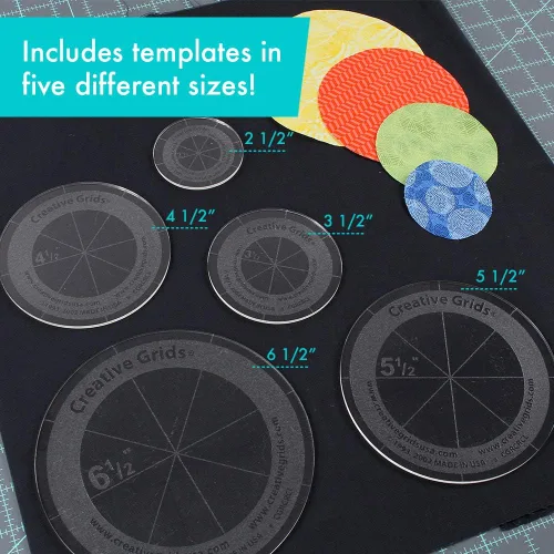 Miniatura 2 de Creative Grids Círculos de regla de edredón (5 discos con agarres) Regla de edredón - CGRCRCL