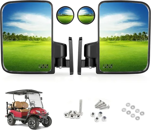 10L0L Espejo de carrito de golf sin perforación, espejos laterales con espejos de punto ciego, universal para Yamaha, Club Car, EZGO, espejos