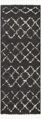 Miniatura 52 de Hauteloom, Duncans - Alfombra de estilo granja de pelo mullido para sala y dormitorio, con borlas - Beige, carbón, gris - 2 pies 7 pulgadas x 7 pies