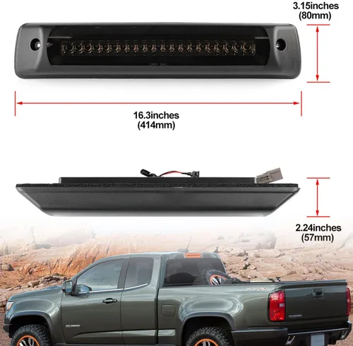 Miniatura 8 de Tercera luz de freno LED de repuesto para camioneta Chevy Colorado GMC Canyon 2015-2023, color rojo, estroboscópico, trasero, tercer centro