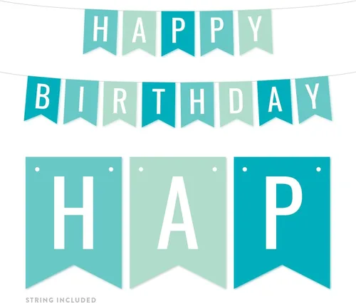 Miniatura 11 de Andaz Press Banderín colgante para decoración de fiesta, aguamarina, espuma de mar, verde menta, azul marino, feliz cumpleaños, paquete de 1
