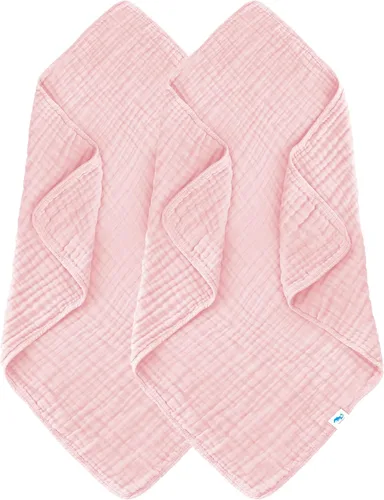Miniatura 9 de SWEET DOLPHIN - Paquete de 2 toallas de baño de muselina para bebés y niños pequeños, manta 100% algodón, 40 x 40 pulgadas, altamente absorbentes