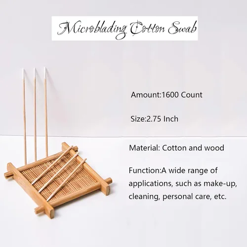 Miniatura 2 de 1600 hisopos de algodón puntiagudos de 2.75 pulgadas, hisopos de algodón microblading de 2.75 pulgadas, puntas de precisión, hisopos de algodón
