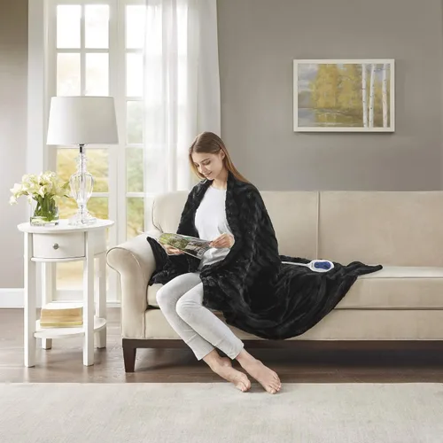 Miniatura 3 de Beautyrest Duke - Manta eléctrica de lujo extragrande con forro de pelo largo cepillado de imitación, suave y acogedora, con control de 3 niveles