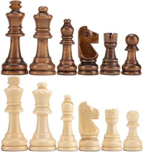 Miniatura 8 de AMEROUS Piezas de ajedrez de madera solamente, piezas de ajedrez de madera estilo Staunton con rey de 3.15 pulgadas, bolsa de almacenamiento, caja