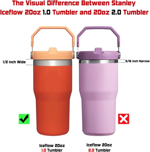 Miniatura 3 de ALINK - Paquete de 6 popotes de acero inoxidable compatibles con el vaso Stanley Iceflow de 20 onzas con tapa abatible, popotes metálicos