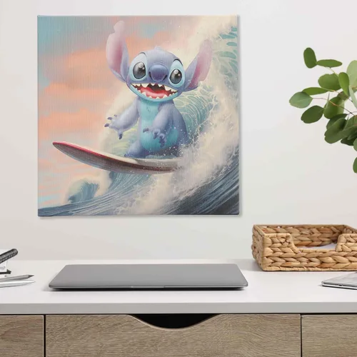 Miniatura 5 de Open Road Brands Disney Lilo and Stitch Surfing Gallery - Lienzo decorativo para pared, diseño de puntada divertida para el hogar