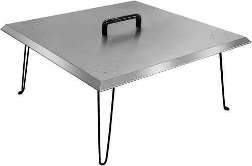 Miniatura 8 de Cubierta para quemador de fogata de 21 x 21 pulgadas, acero inoxidable 430 de 1.5mm de espesor, tapa cuadrada para fogata, se ajusta a chimeneas