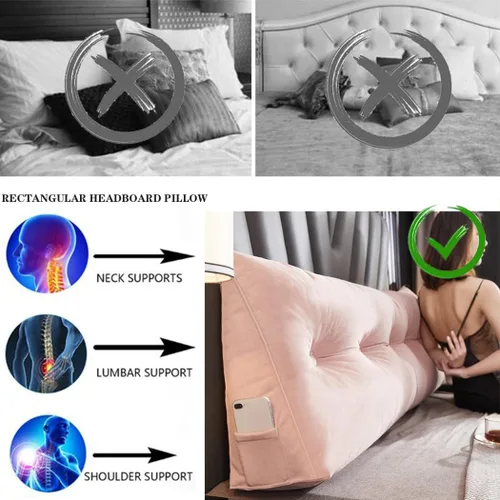 Miniatura 3 de Almohada de lectura suave para reposo en cama, cojín grande para cabecero, respaldo triangular, almohada de cuña para cuello y soporte lumbar